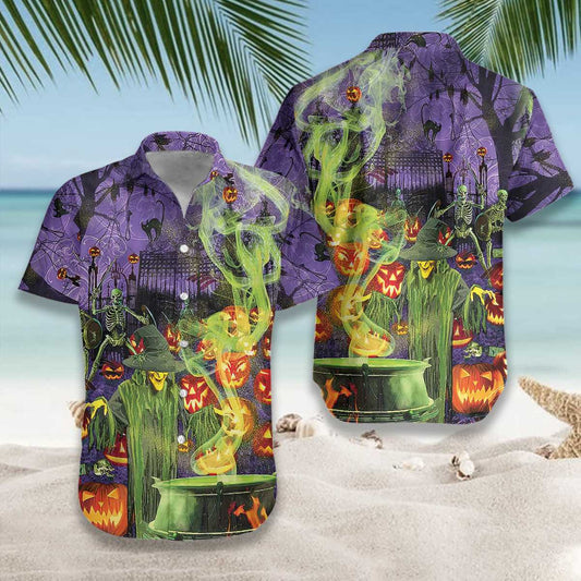 Hawaiian Aloha Shirts Halloween Fright Night Witch Hour