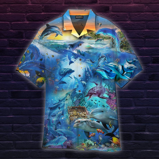 Dolphin In The Ocean Hawaiian Shirt | For Men &amp;amp; Women | Adult | Wt1102