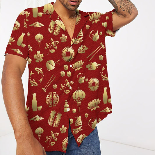  3D Gold Asian Culture Hawaii Shirt