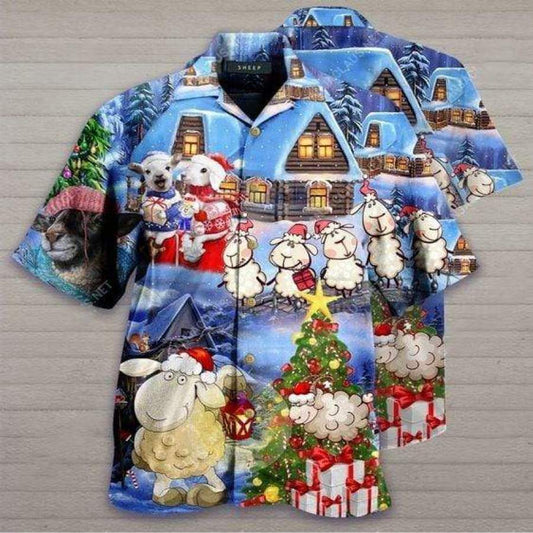 Hawaiian Aloha Shirts Amazing Sheeps On Christmas