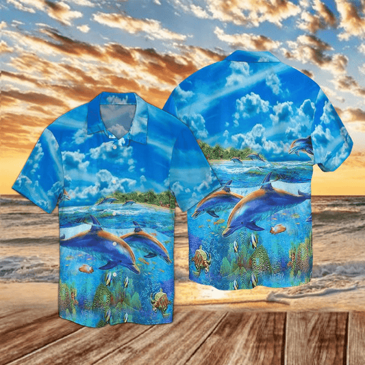 Two Dolphins Under The Sea Hawaiian Shirts #Dh