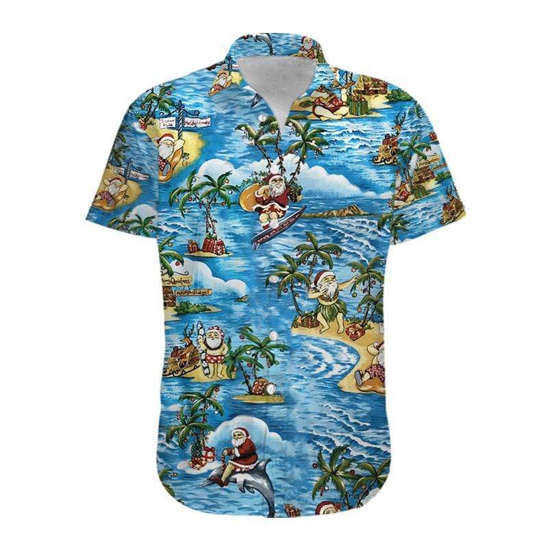 Funny Relaxing Santa Claus At The Beach Hawaiian Aloha Shirts #101220h