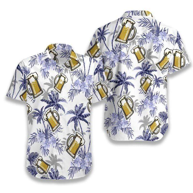 Hawaiian Aloha Shirts Beer Coconut Tree