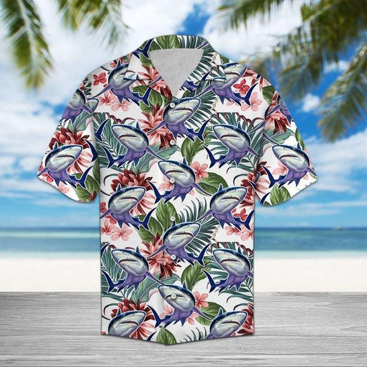 Shark Flower Hawaiian Shirt | For Men &amp;amp; Women | Adult | Hw8004