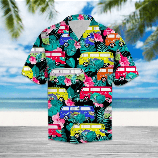 Colorful Hippie Cars Hawaiian Aloha Shirts #1311l