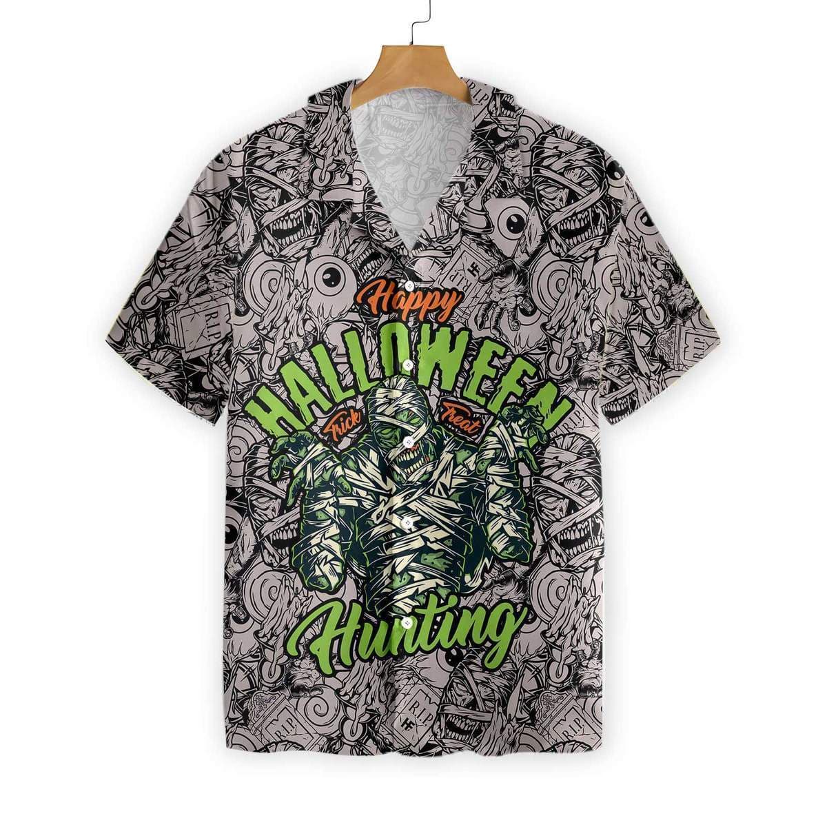 Happy Halloween The Mummy Hunting Trick Or Treat Hawaiian Aloha Shirts #DH