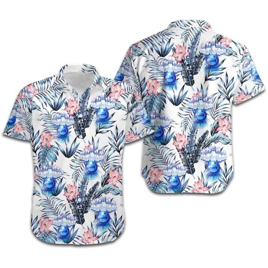 Hawaiian Aloha Shirts Bowling Tropical Lotus Floral