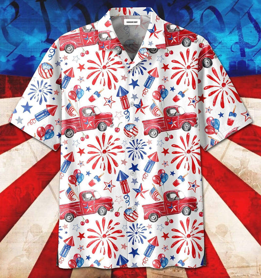 Happy 4Th Of July Day Fireworks Unisex Hawaiian Aloha Shirts #13621Dh