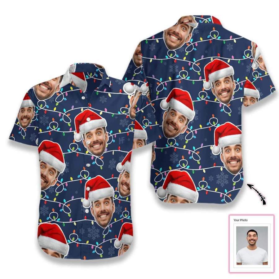 Personalized Funny Custom Face Christmas Pattern Hawaiian Aloha Shirts