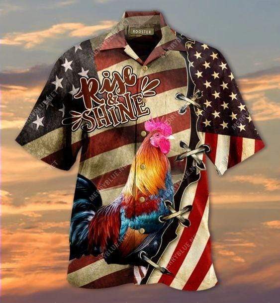 Hawaiian Aloha Shirts Rise and Shine Rooster