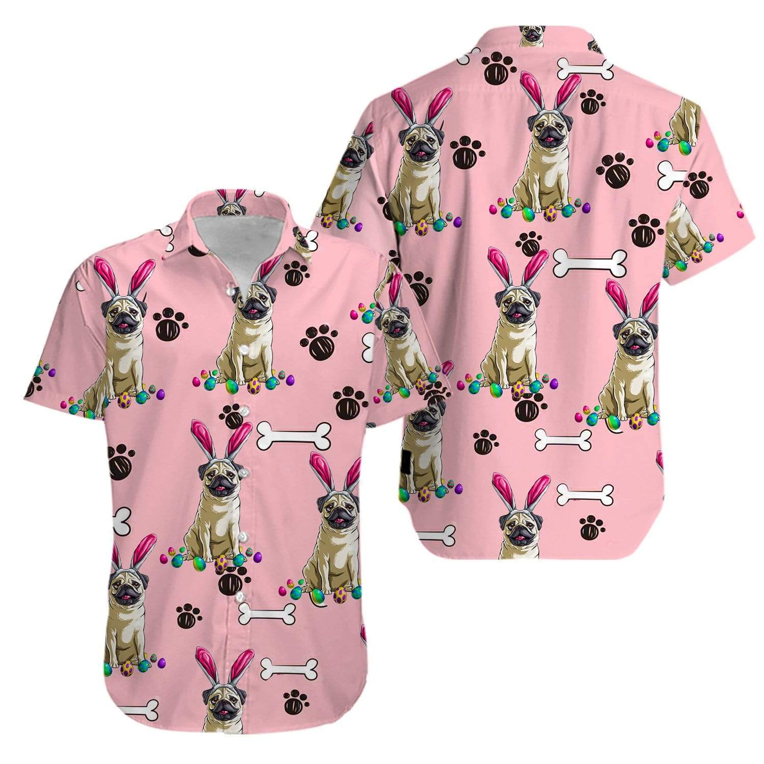 Easter Pug Puppy Bunny happy easter day Aloha Hawaiian Shirts 