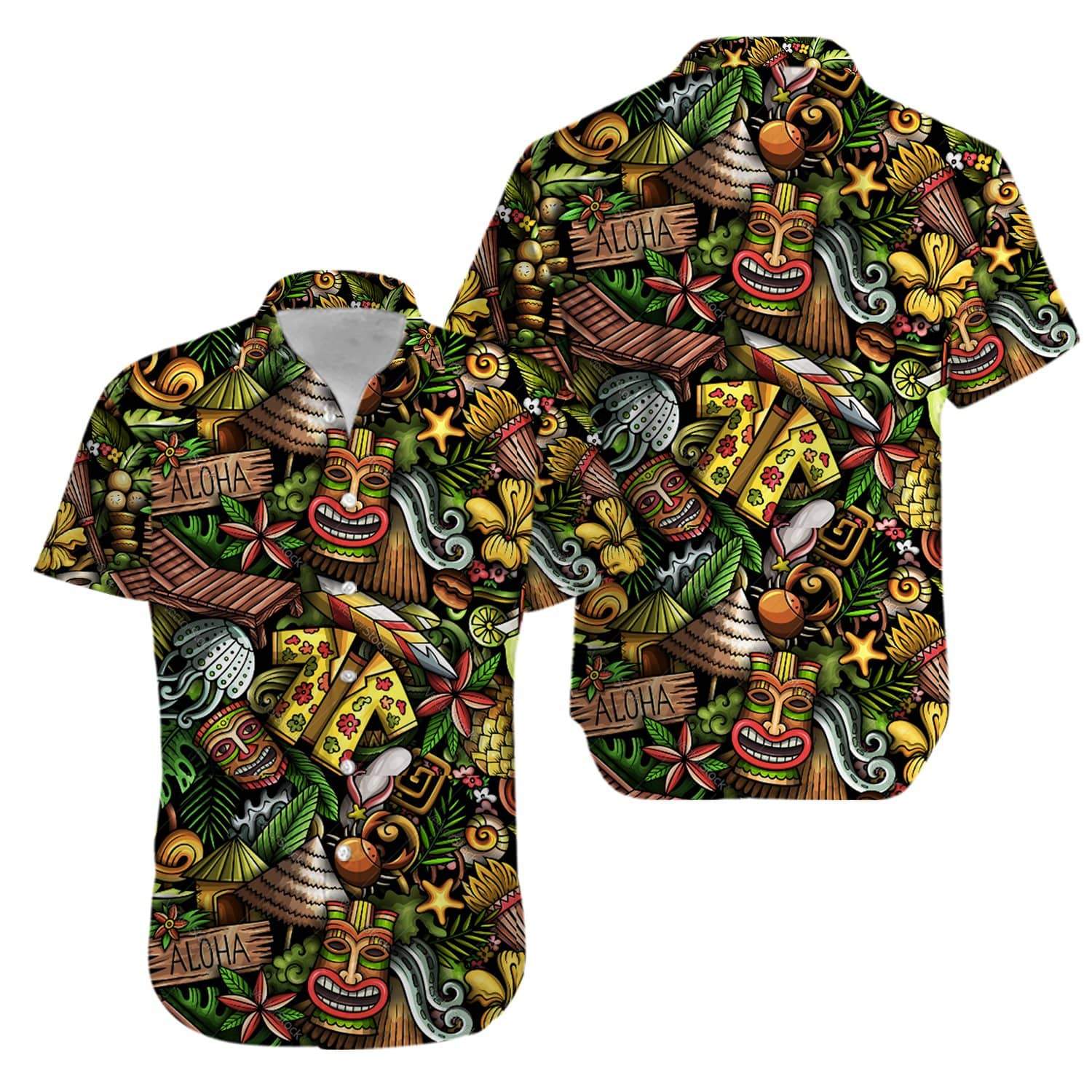 Tiki Tropical ?Beautiful Aloha Hawaiian Shirts #V