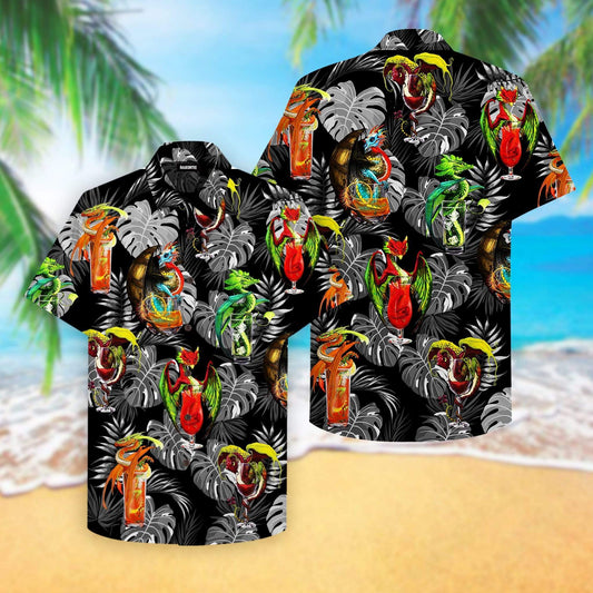 Hawaiian Aloha Shirts Dragon Cocktail Tropical