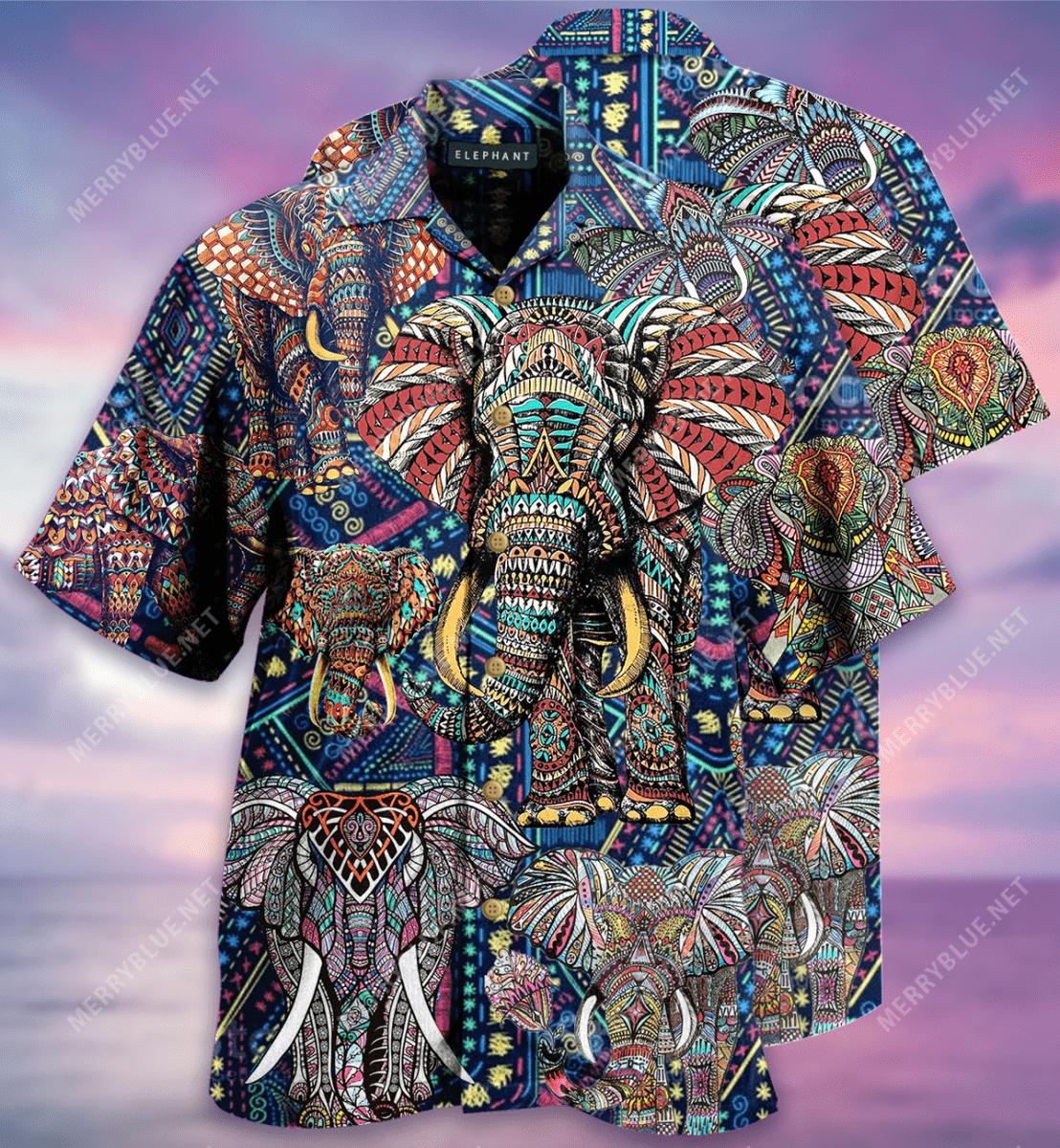 Elephant mandala Hawaiian Aloha Shirts #V