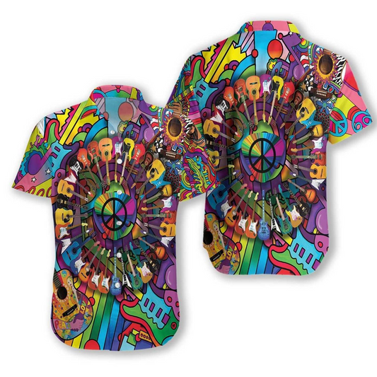 Peace Love Music Hawaiian Shirt | For Men &amp;amp; Women | Adult | Hw8337