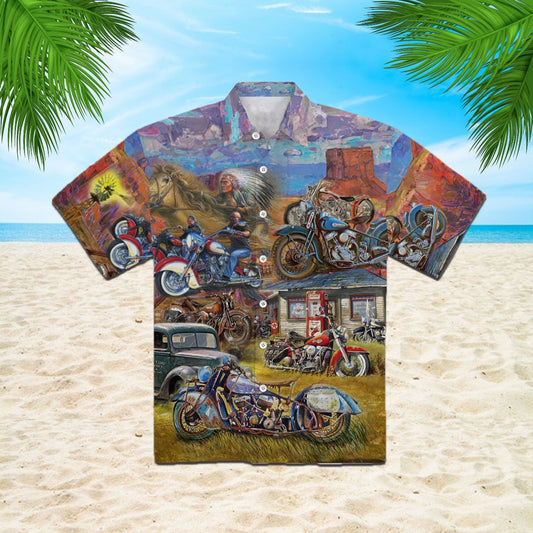 OragonTee Vintage Motorcycle Hawaiian Shirt | For Men & Women | Adult | HW4737