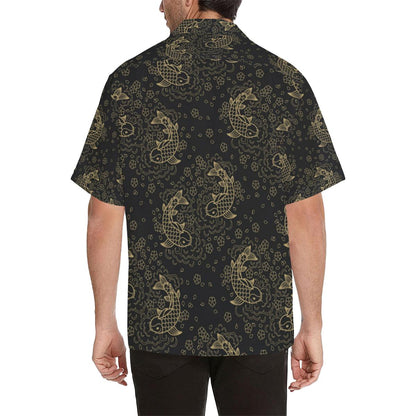 Gold Koi Fish Carp Pattern Mens All Over Print Hawaiian Shirt
