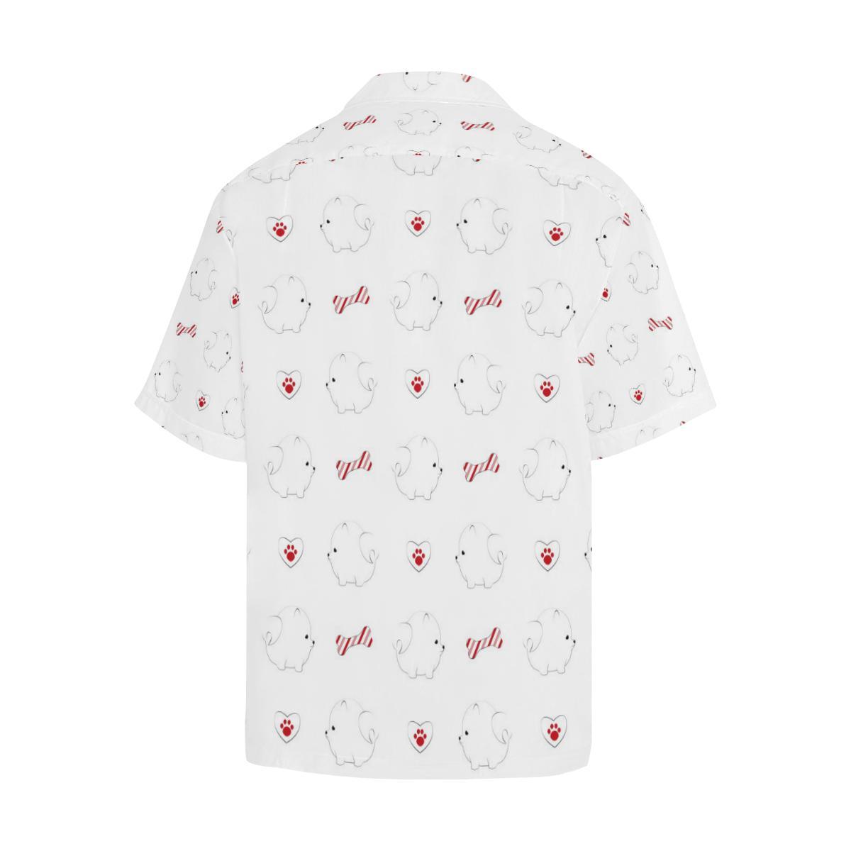 White Pomeranian Pattern Mens All Over Print Hawaiian Shirt