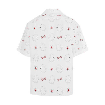 White Pomeranian Pattern Mens All Over Print Hawaiian Shirt