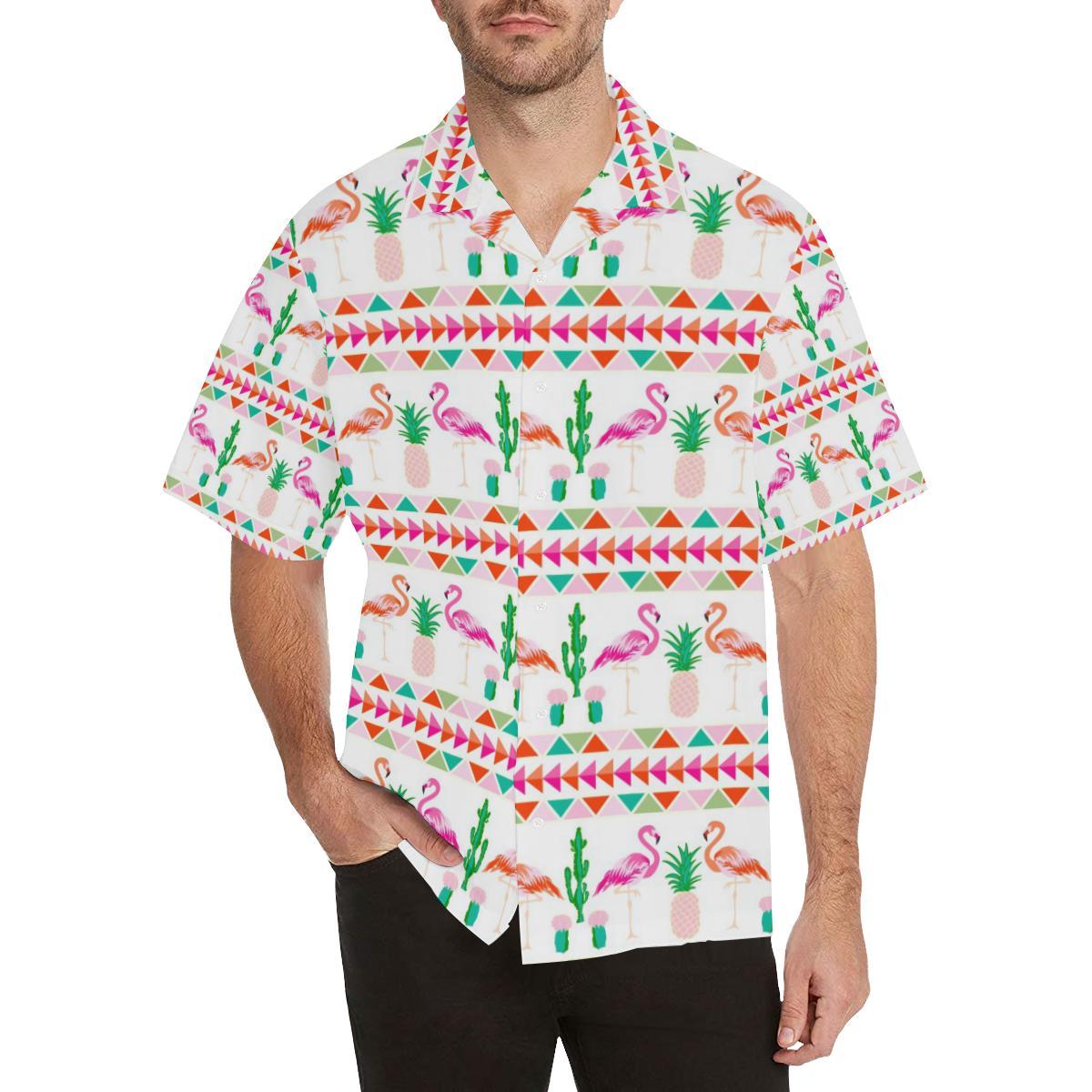 Flamingo Pattern Mens All Over Print Hawaiian Shirt