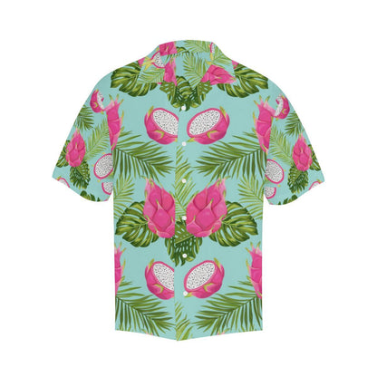 Dragon Fruit Leaves Pattern Mens All Over Print Hawaiian Shirt