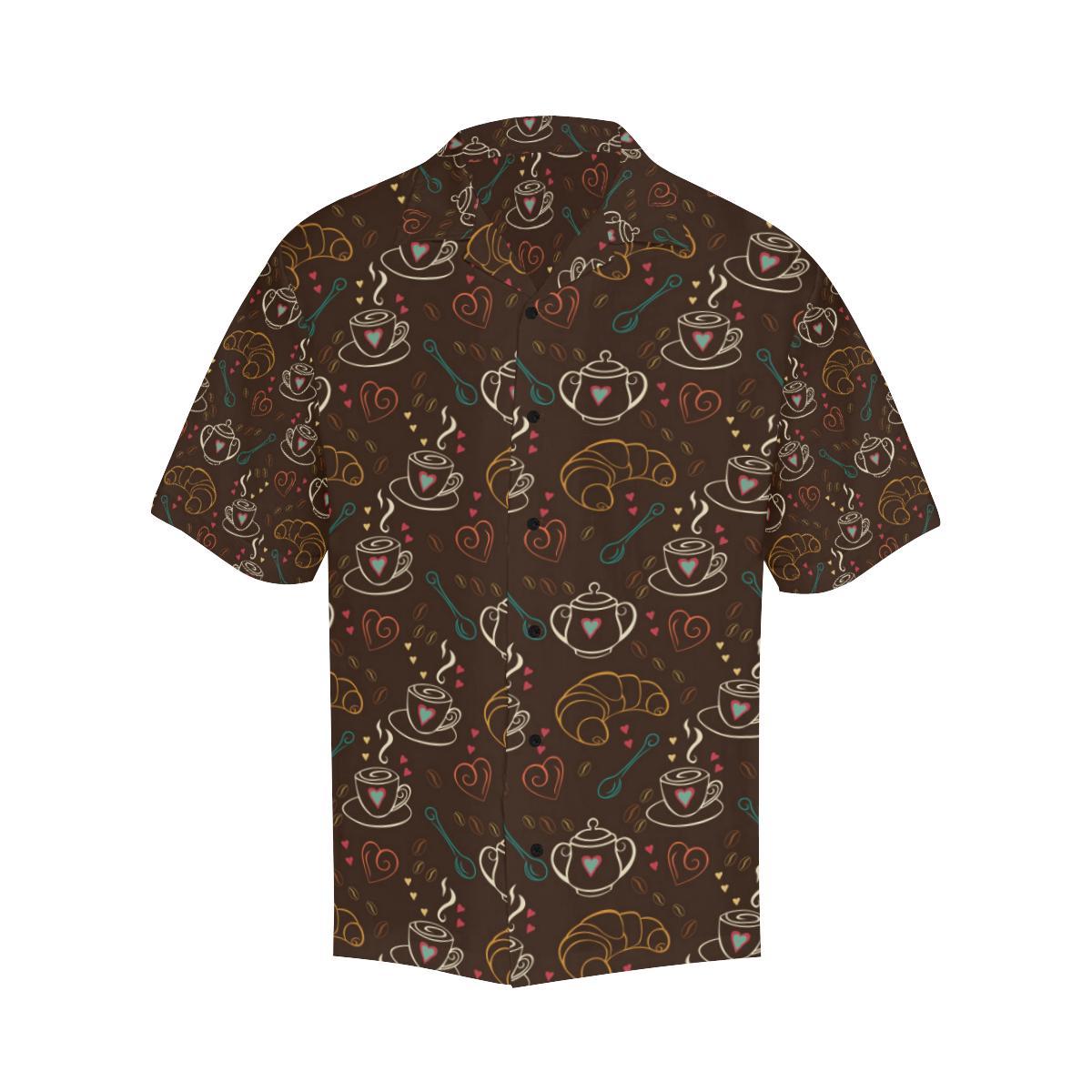 Coffee Pattern Print Design Hawaiian Shirt