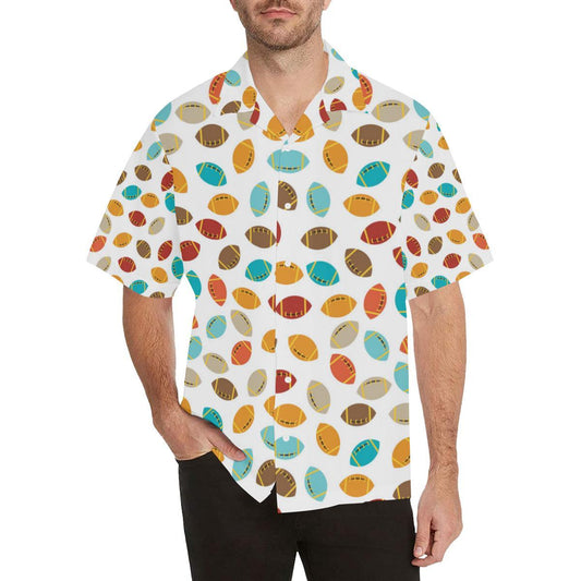 Colorful American Football Ball Pattern Mens All Over Print Hawaiian Shirt