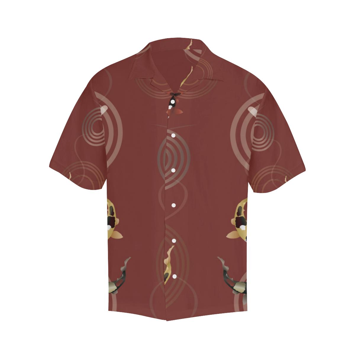 Fancy Carp Red Background Mens All Over Print Hawaiian Shirt