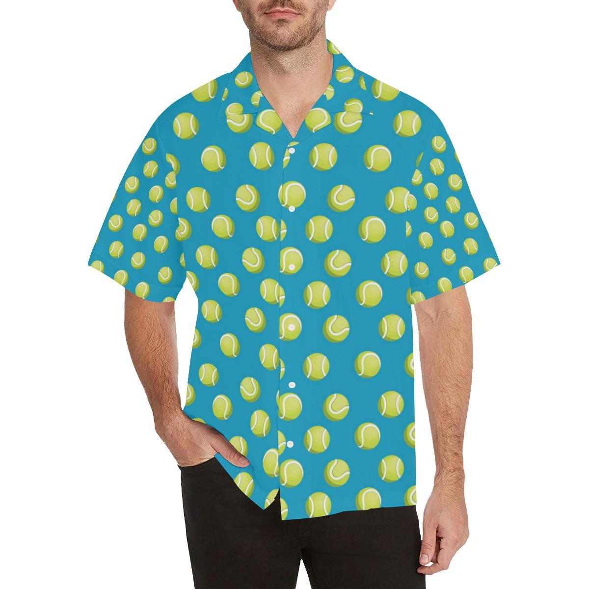 Tennis Pattern Print Design 05 Mens All Over Hawaiian Shirt