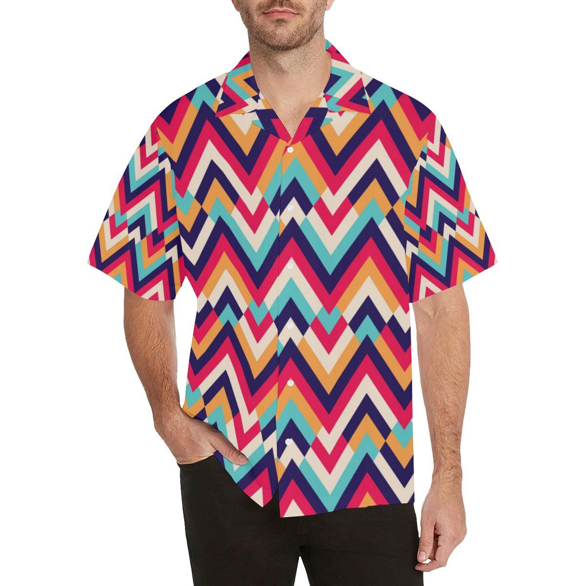 Zigzag Chevron Pattern Background Mens All Over Print Hawaiian Shirt