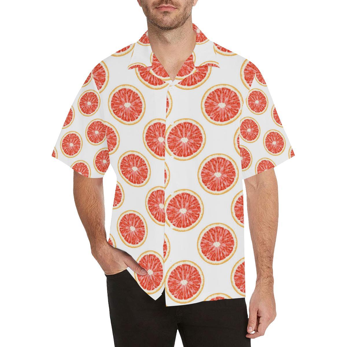 Grapefruit Pattern Mens All Over Print Hawaiian Shirt