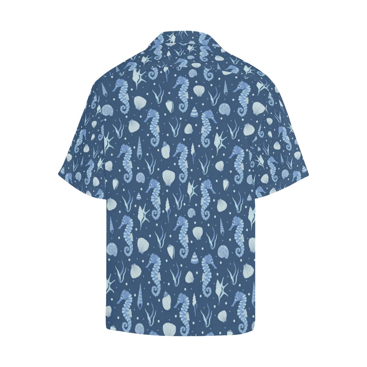 Seahorse Shell Pattern Mens All Over Print Hawaiian Shirt