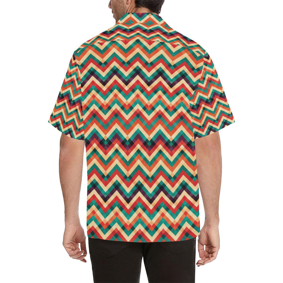 Zigzag Chevron Colorful Pattern Mens All Over Print Hawaiian Shirt