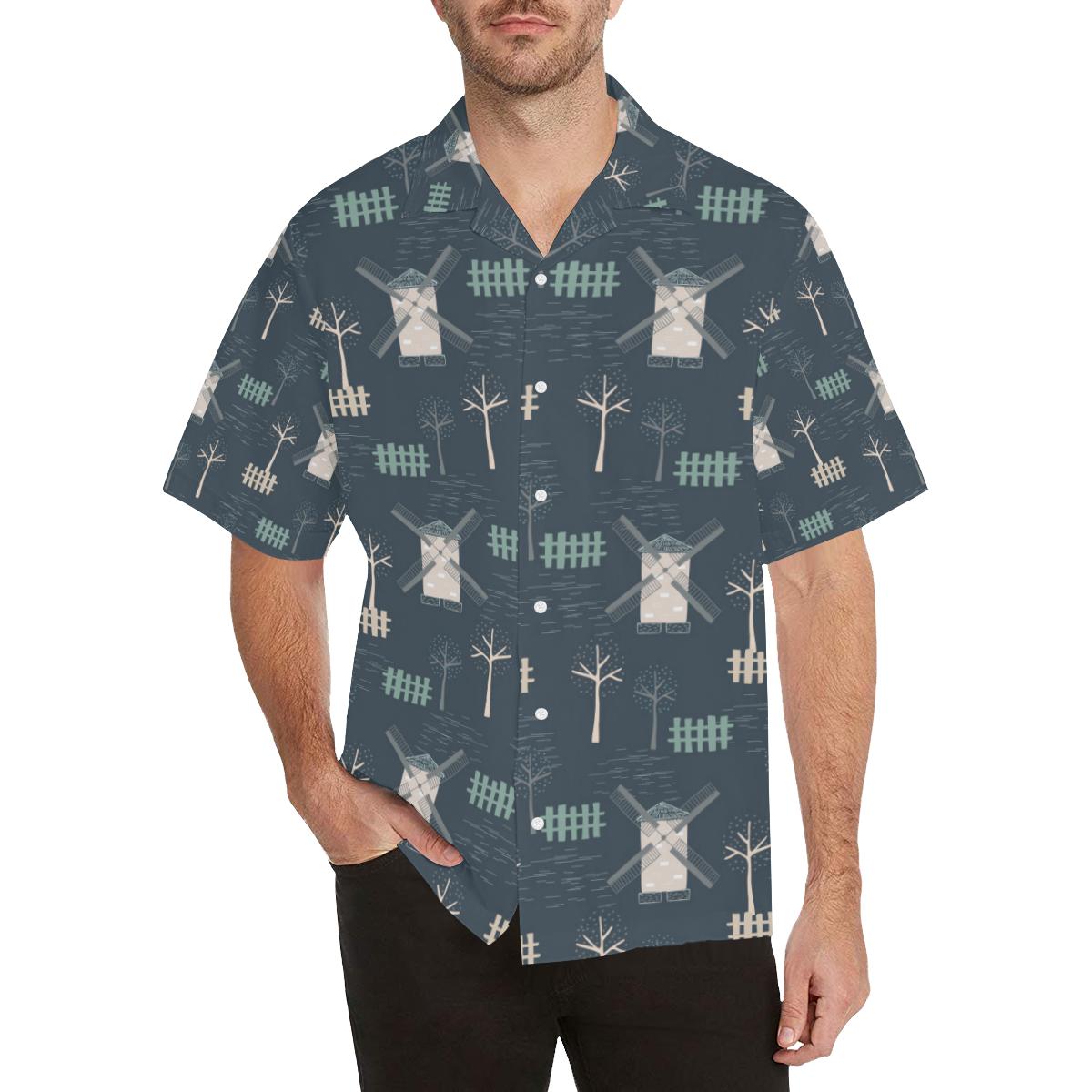 Windmill Tree Pattern Mens All Over Print Hawaiian Shirt