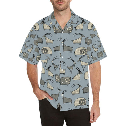 Goat Ram Pattern Mens All Over Print Hawaiian Shirt