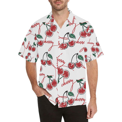 Hand Drawn Cherry Pattern Mens All Over Print Hawaiian Shirt