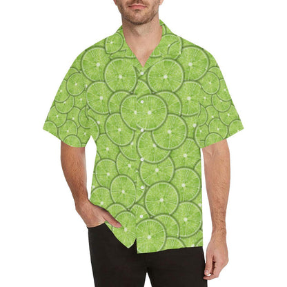 Slices Of Lime Pattern Mens All Over Print Hawaiian Shirt