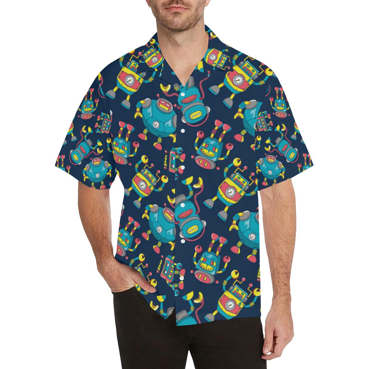 Robot Pattern Print Design A Hawaiian Shirt