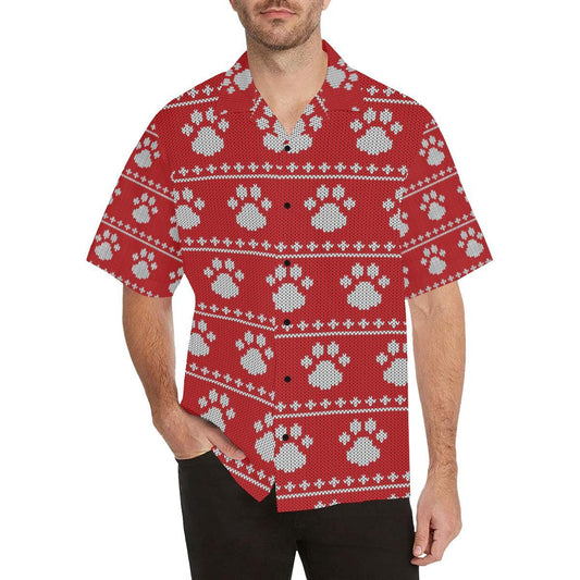 Knit Paw Pattern Print Design Hawaiian Shirt