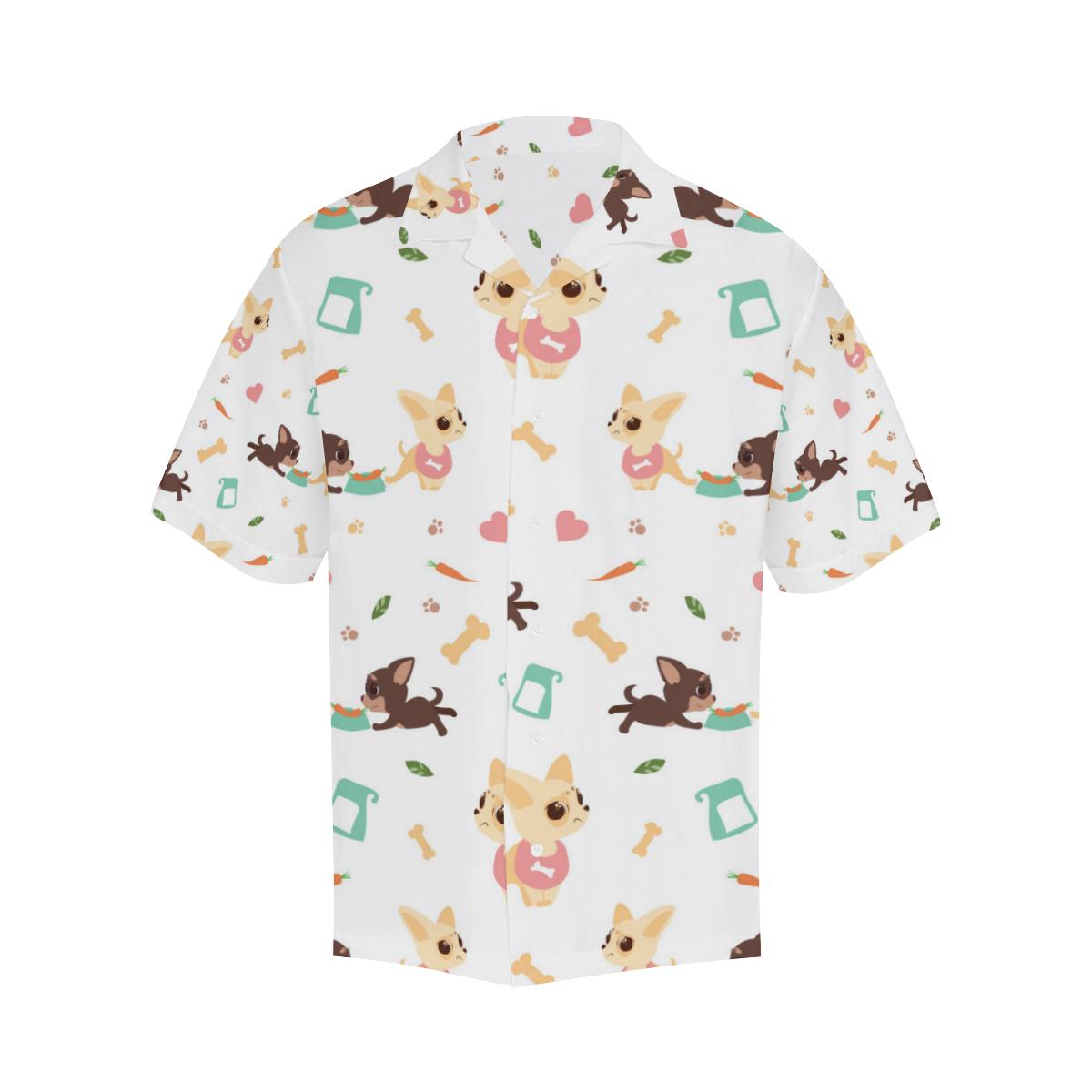 Cute Chihuahua Puppie Pattern Mens All Over Print Hawaiian Shirt