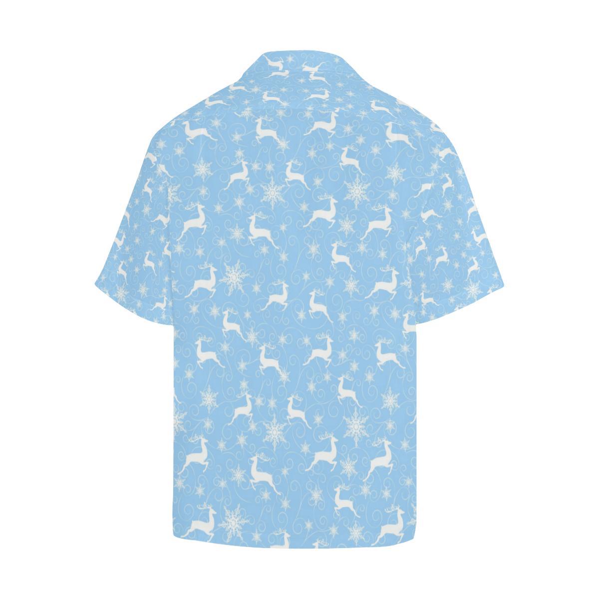 Snowflake Deer Pattern Mens All Over Print Hawaiian Shirt