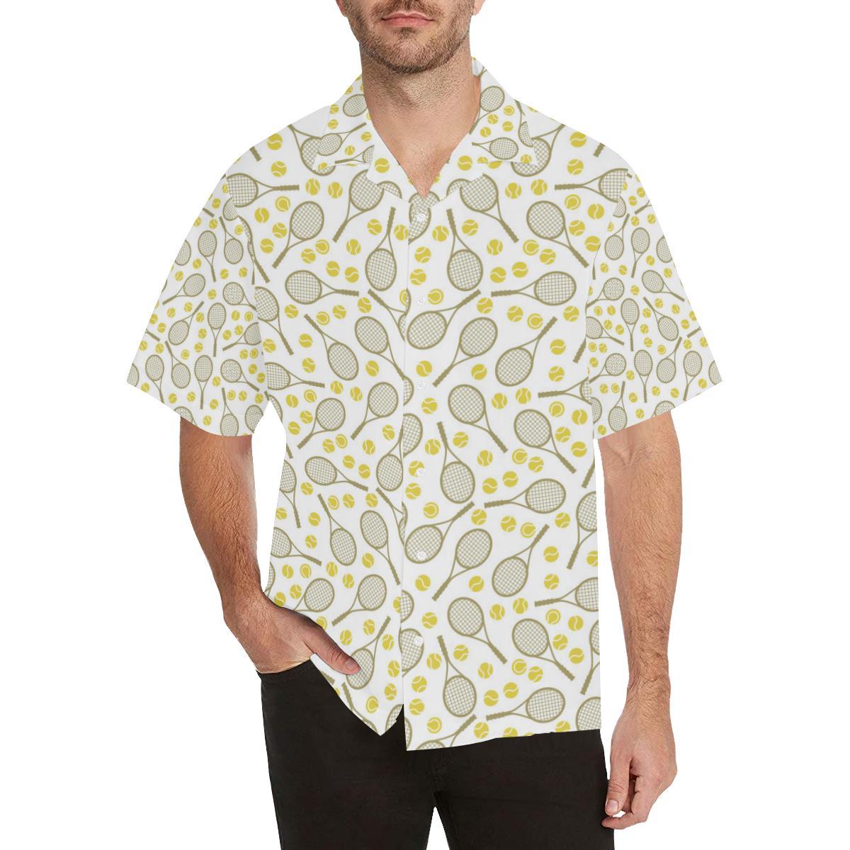 Tennis Pattern Print Design 02 Mens All Over Hawaiian Shirt