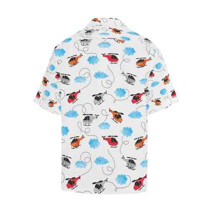 Watercolor Helicopter Cloud Pattern Mens All Over Print Hawaiian Shirt