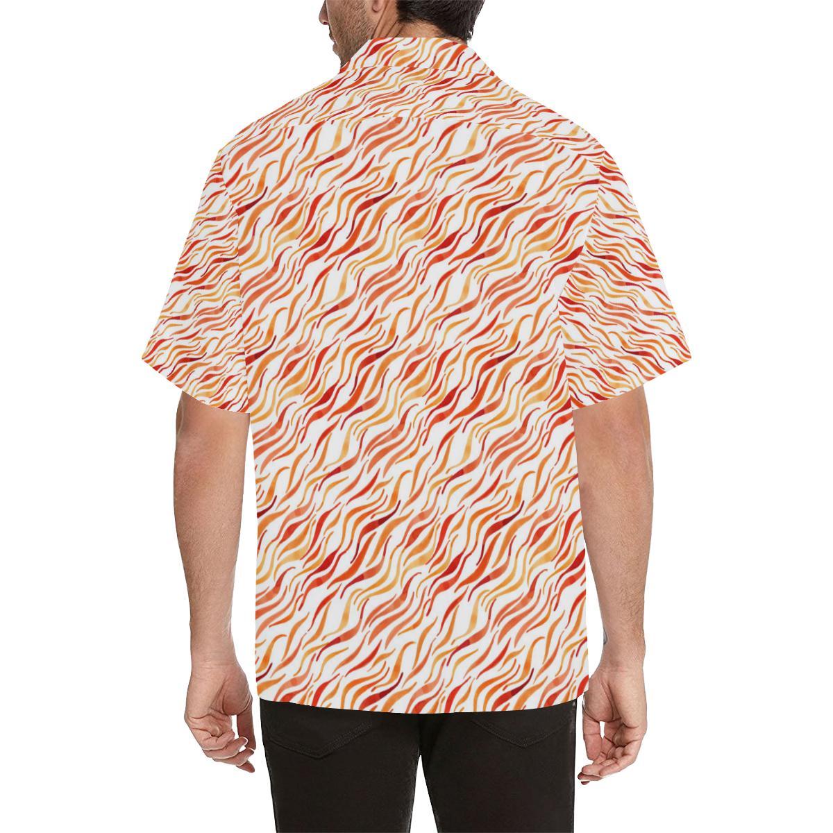 Fire Flame Watercolor Pattern Mens All Over Print Hawaiian Shirt