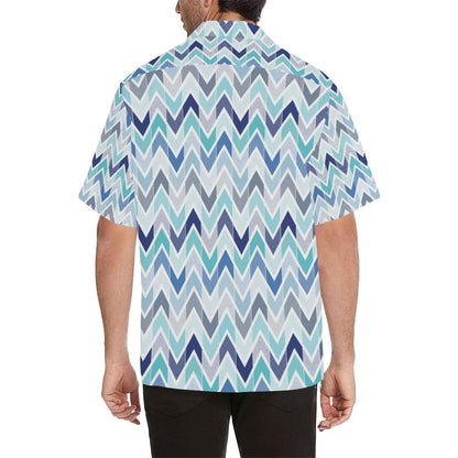 Zigzag Chevron Blue Pattern Mens All Over Print Hawaiian Shirt