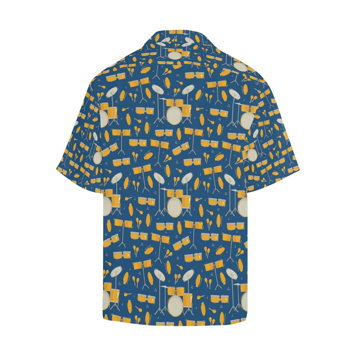 Drum Set Pattern Print Design Hawaiian Shirt