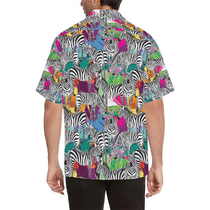 Zebra Colorful Pattern Mens All Over Print Hawaiian Shirt