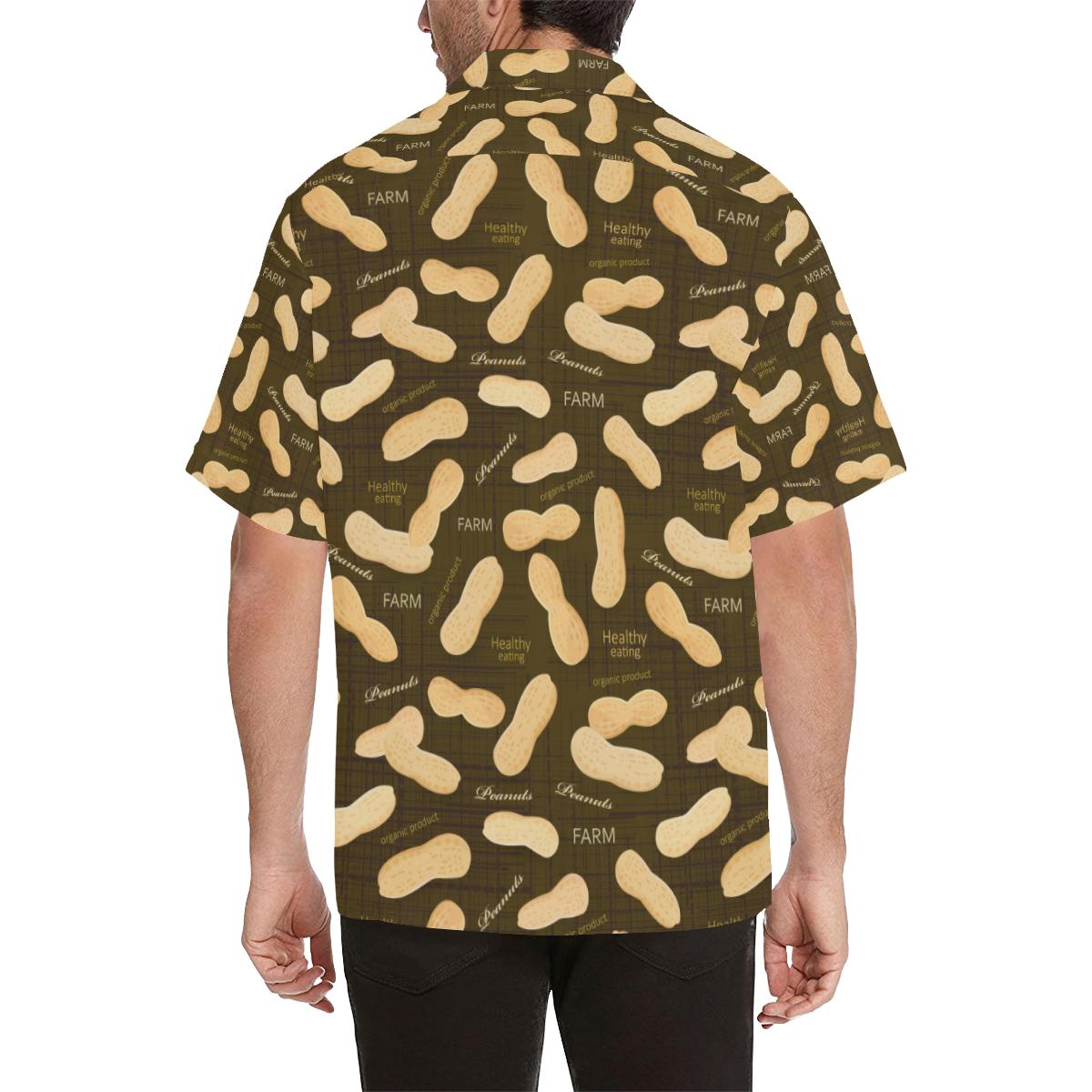 Peanut Pattern Green Background Mens All Over Print Hawaiian Shirt