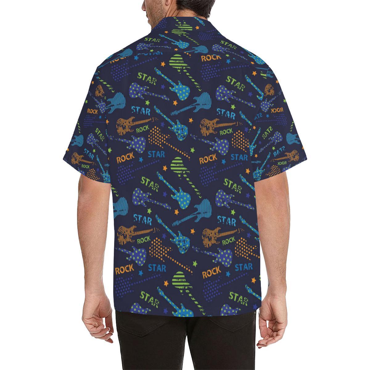 Rock And Roll Pattern Print Design A Hawaiian Shirt