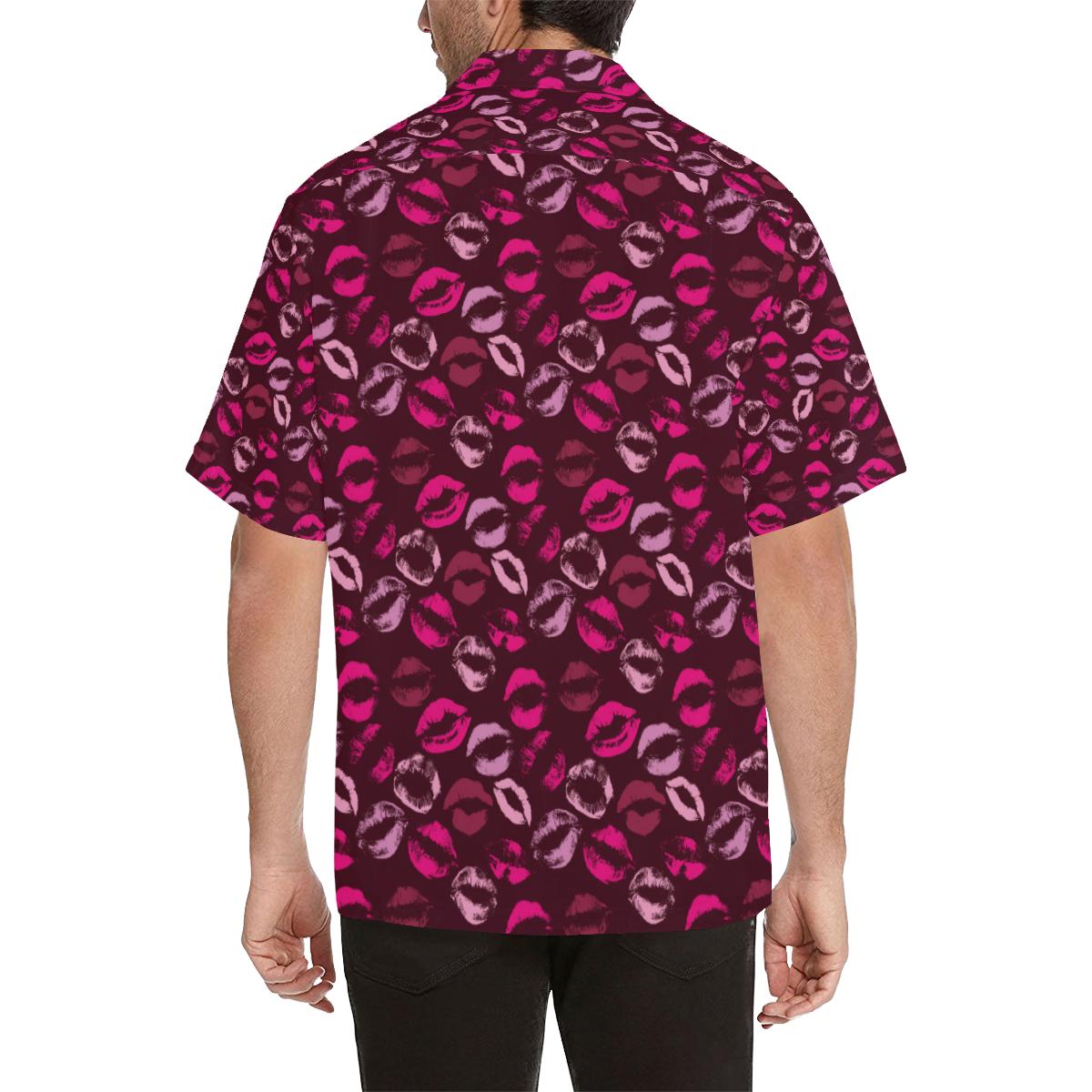 Lips Pattern Print Design 03 Mens All Over Hawaiian Shirt